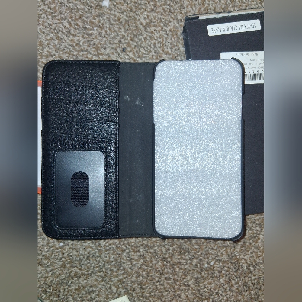 Sleek Black Leather Phone Case with Card Holder